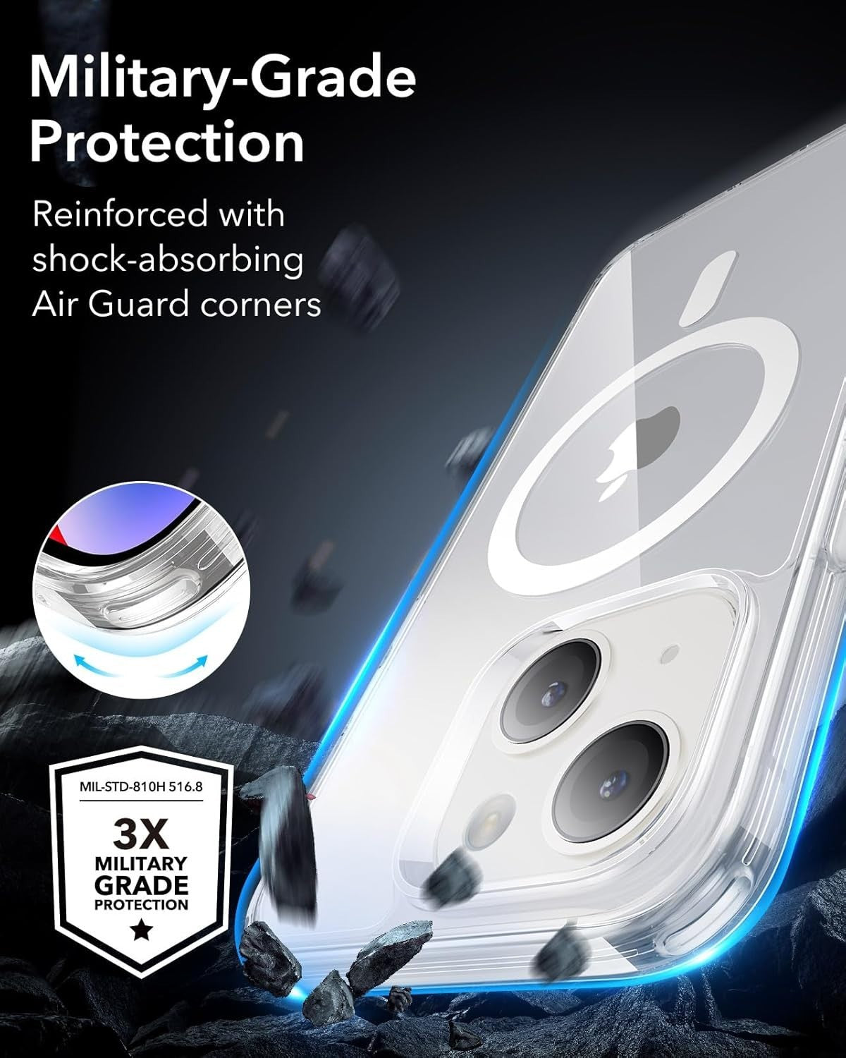 ESR for iPhone 14/13 case, Translucent Matte Case, Compatible with MagSafe, Mili