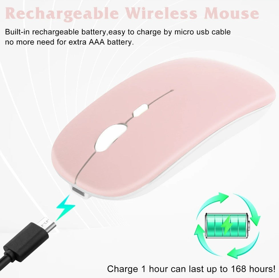 2.4GHz & Bluetooth Mouse for Fire HD/Kindle/Laptop/iPad – Flamingo Pink