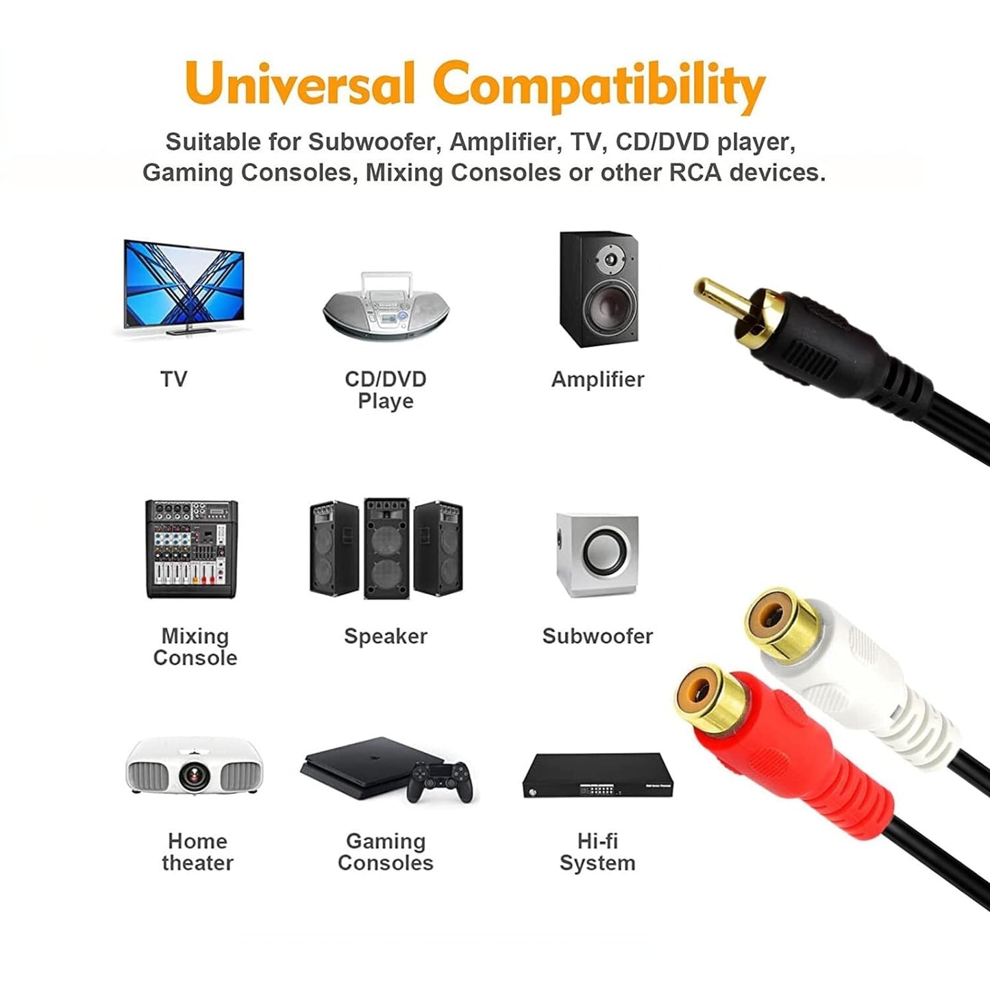 MOTONG RCA Gold Plated to Splitter Cable to Male to Female Stereo