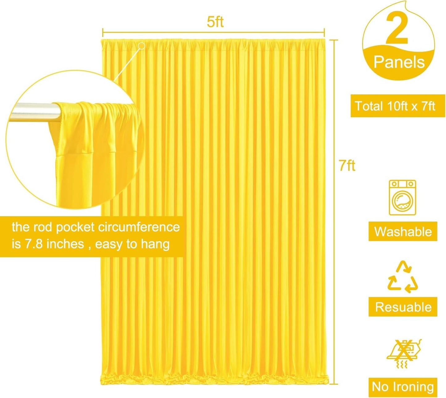 10ft x 7ft Yellow Backdrop Curtain Parties Yellow Wrinkle Free Backdrop Drap