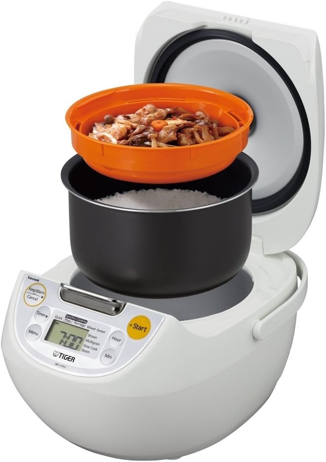Tiger JBV-S10U Rice Cooker with Tacook Cooking Plate - 5.5Cups - Made in Japan