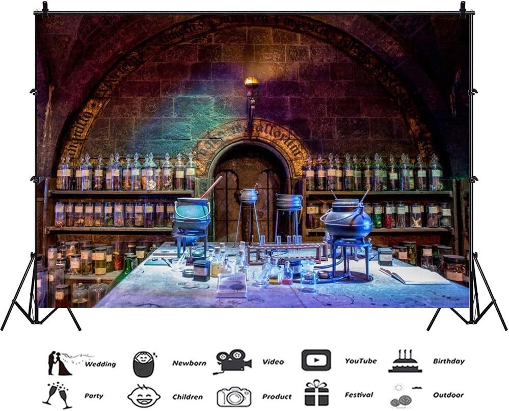 10x8ft Chemistry Laboratory BackgroundBackdrop Scary Halloween Party Decoration