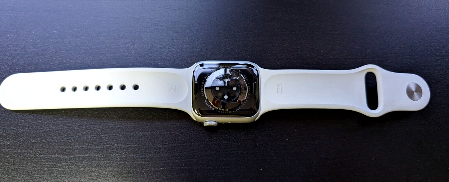 GPS Apple Smart Watch 8 41mm wSilver Aluminum Water Resistant Blood Fitnes