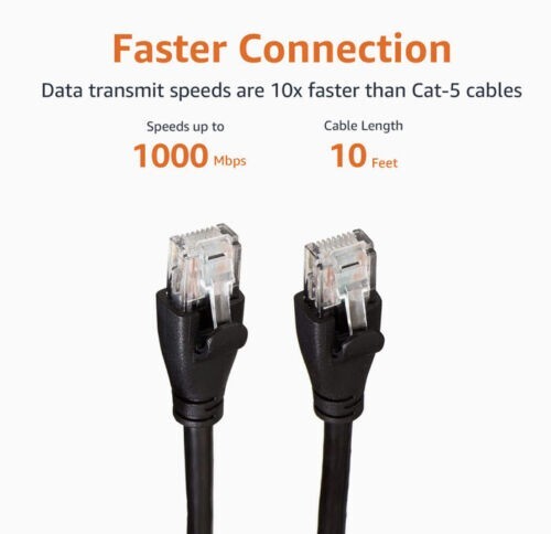 RJ45 Amazon Basics Cat6 Ethernet Patch Internet Cable 5 Feet