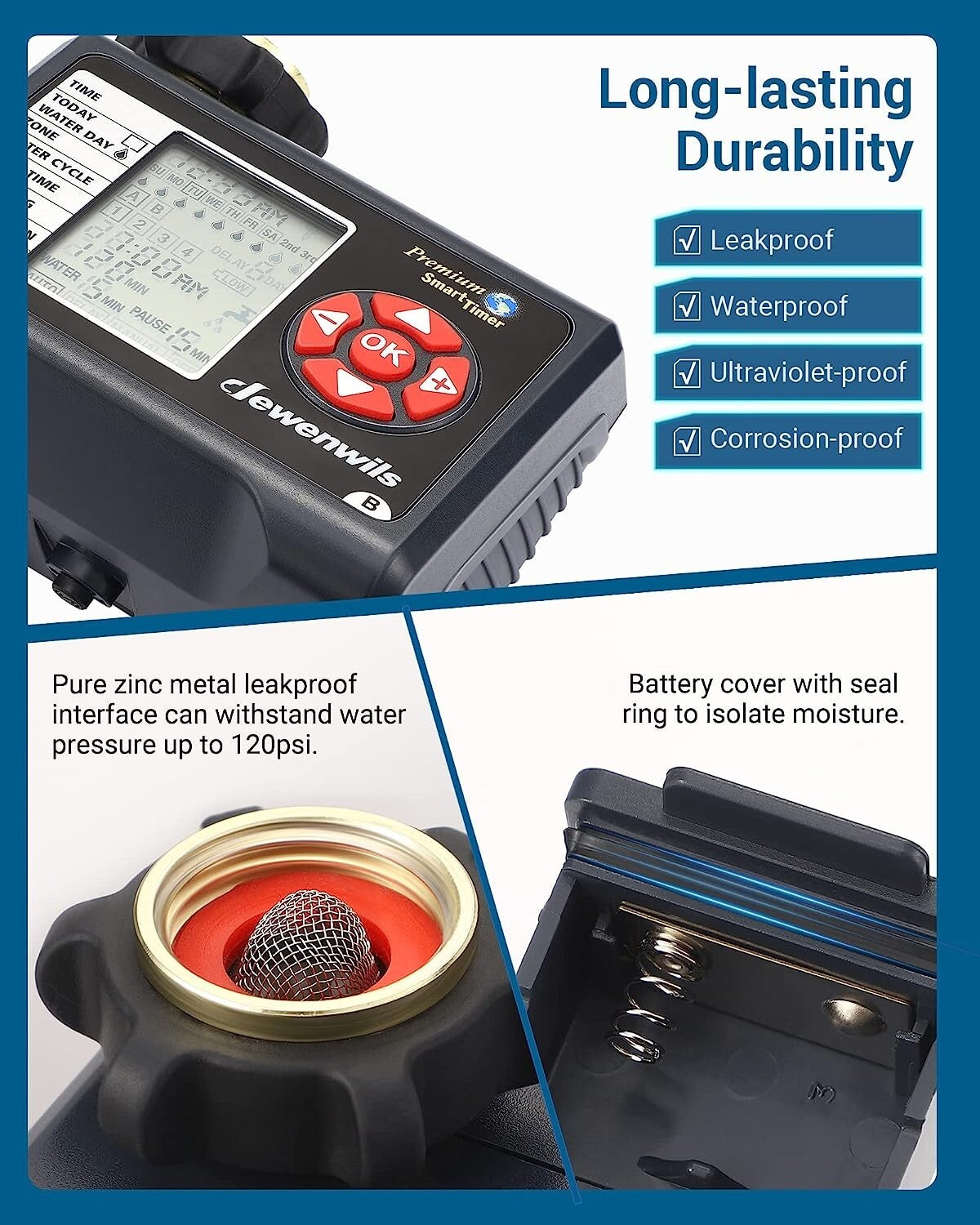 DEWENWILS Sprinkler Timer 2 Zone Water Timer Garden Hose Programmable Hose