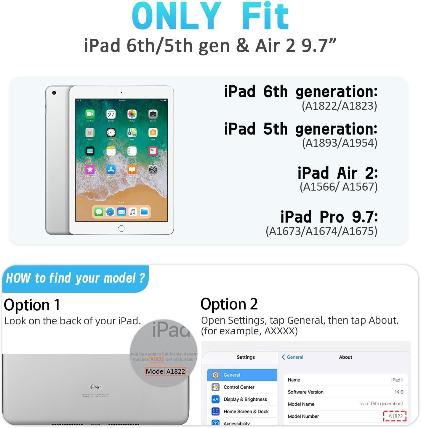 AVAWO Shockproof Foam Case for iPad 9.7″ (2017/2018/Air 2) with Built‑in Screen