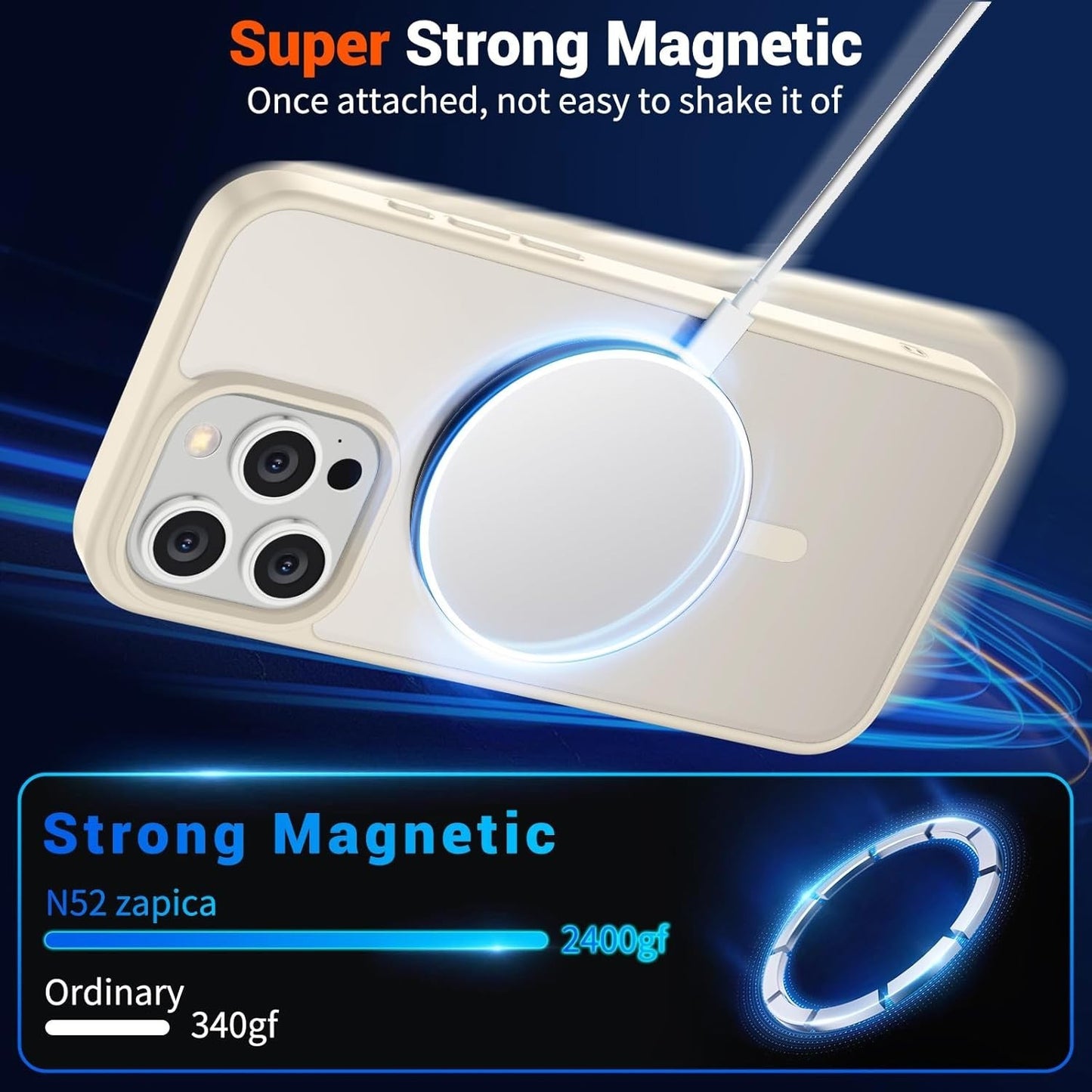 1. SUPFINE iPhone 15 Pro Max Case MagSafe Slim Matte Shockproof Antique White