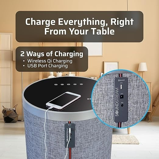 Sound Table by Soundstream Bluetooth Home Speaker Charging Table System - Gray
