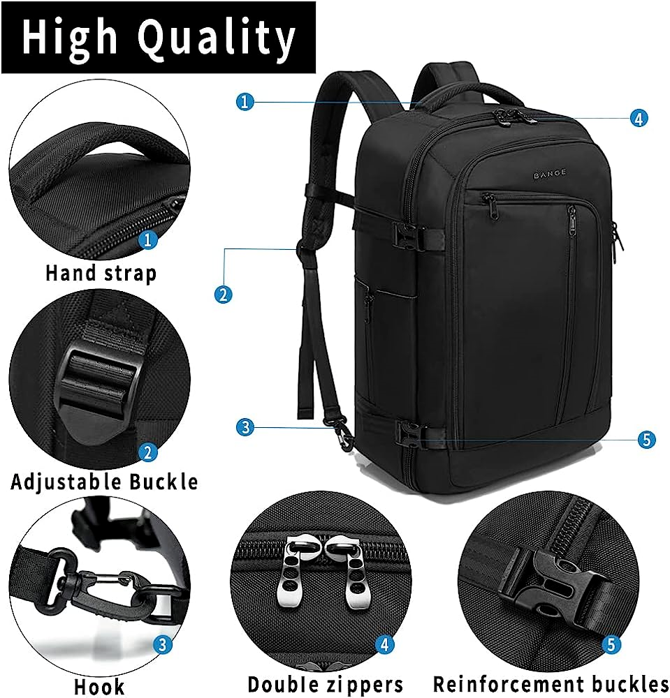 BANGE 40- Travel Overnight Backpack Liter Flight Approved Weekender Bag Carry
