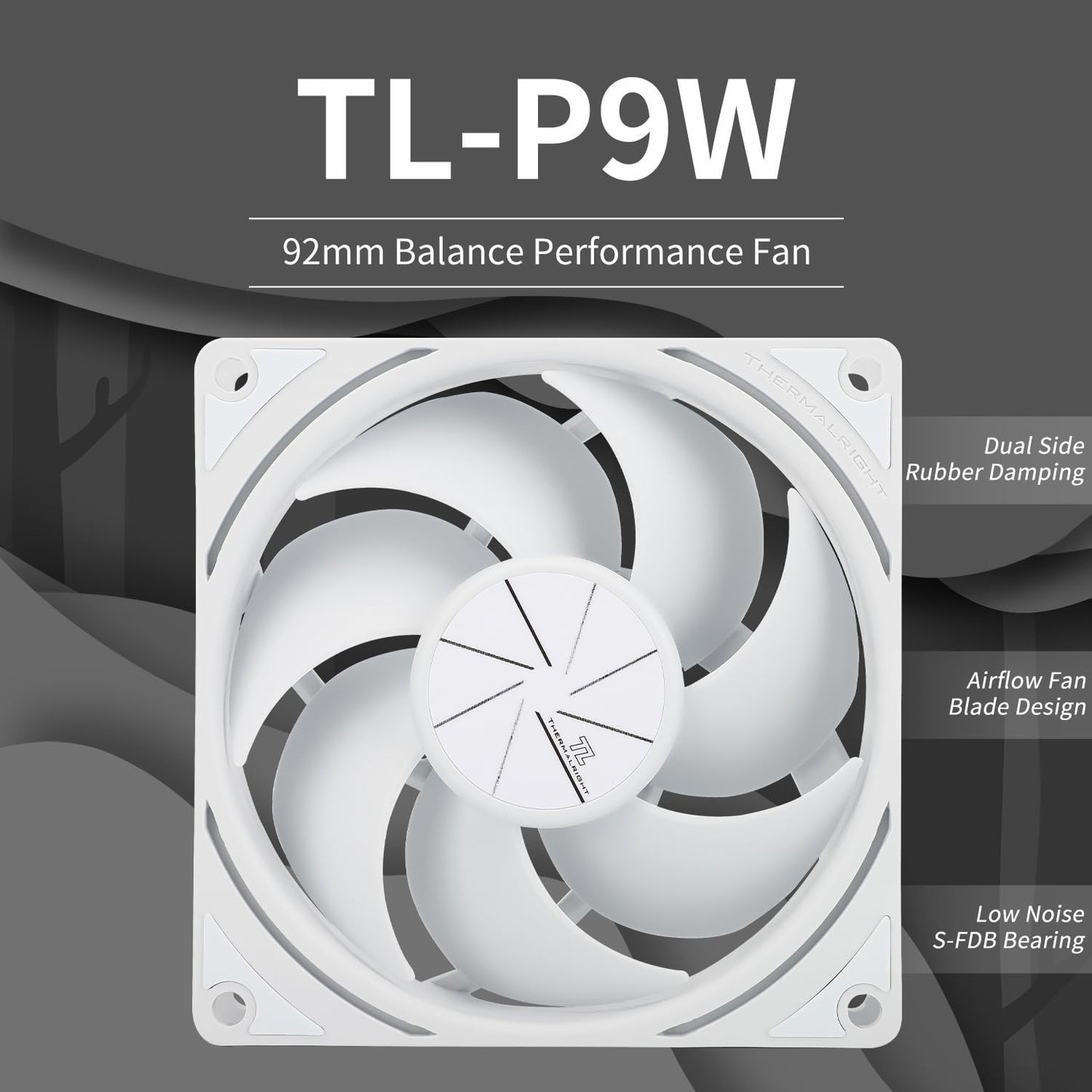 Thermalright TL-P9W 92mm White CPU Fan – Quiet PWM, 2200RPM, High Performance