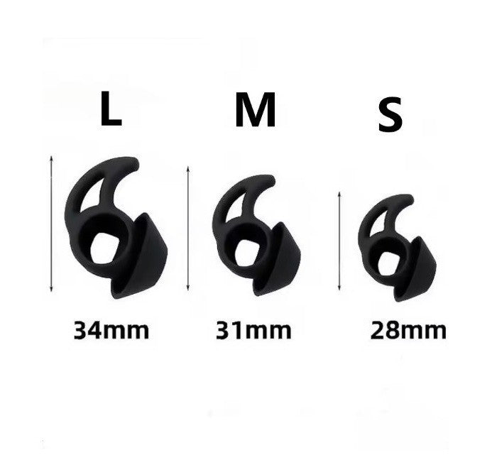 3 Pairs Ear Tips for Bose QuietComfort/Sport Earbuds – S/M/L Silicone Black