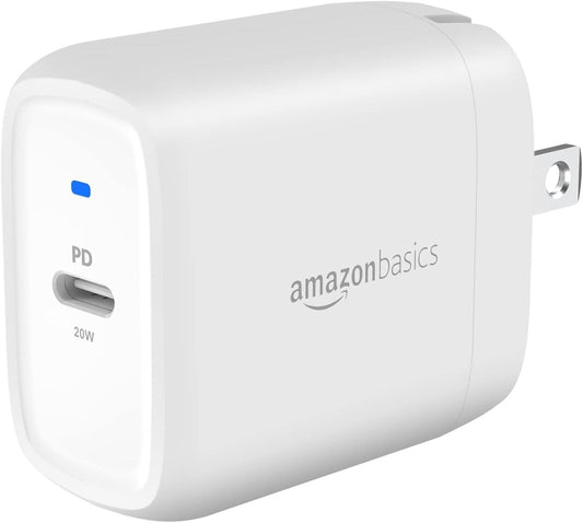 20W USB-C Amazon Basics OnePort Wall Charger 181 x 173 x 109
