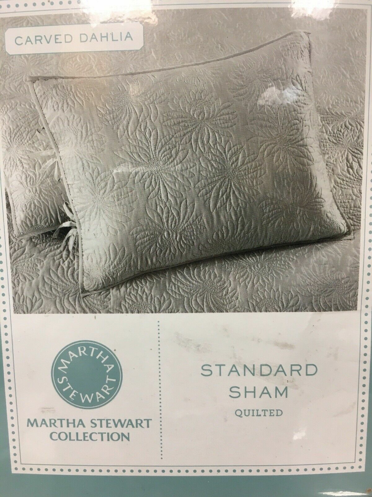MARTHA STEWART Standard Pillow Sham Carved Dahlia Light Blue