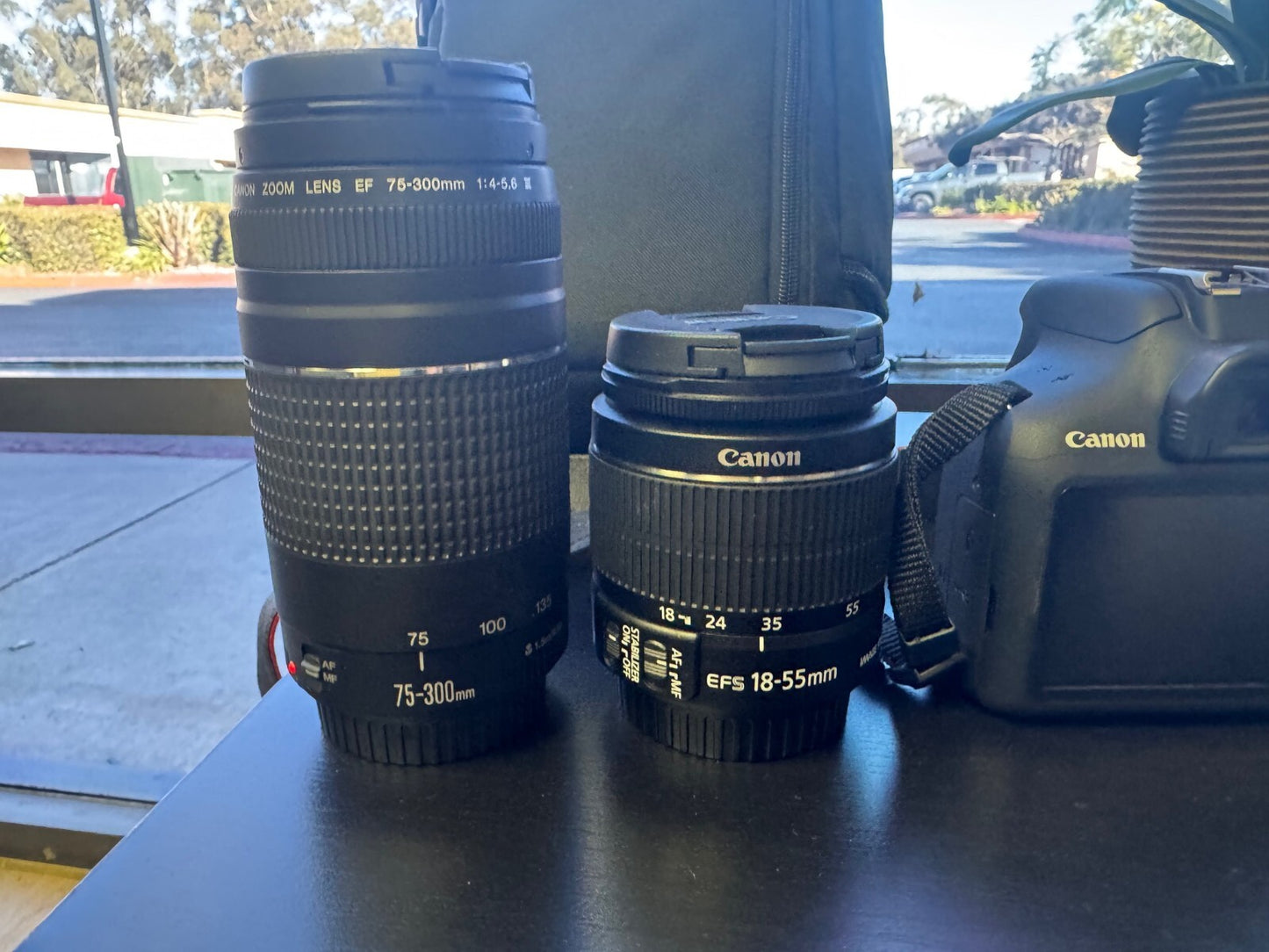 EOS DSLR Canon Rebel T7 Camera2 Lens Kit 55mmEF 300mm Lens Black