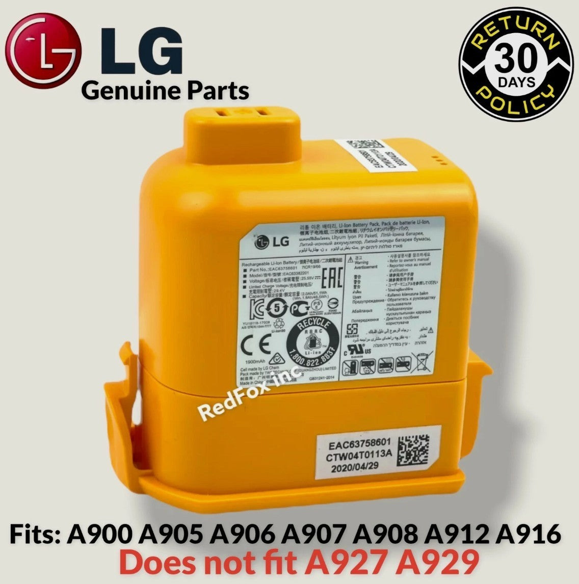 LG CordZero A9 A900–A907 Battery – EAC63382201, OEM Li-ion Rechargeable