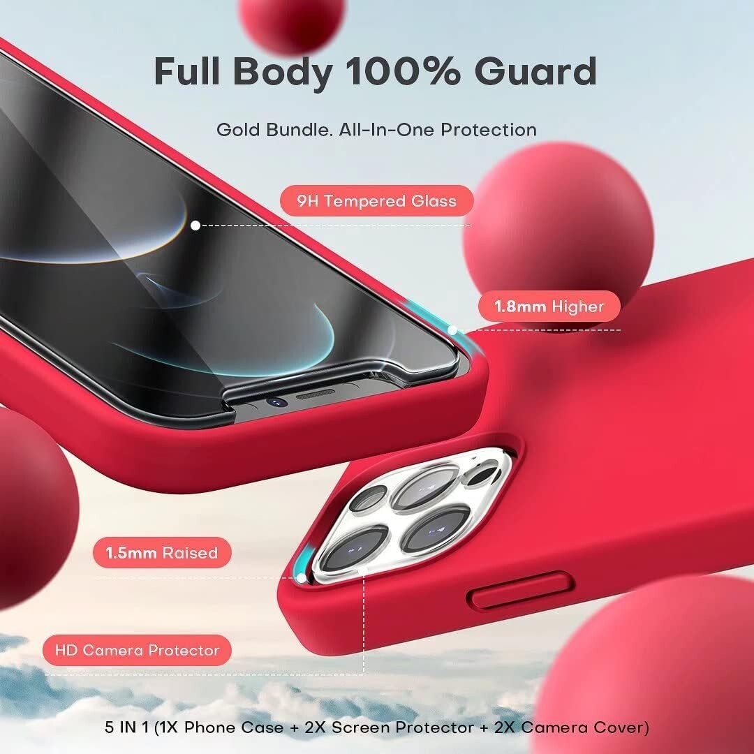 iPhone Pro Max 12 Shockproof 2 Pack ScreenCamera Lens ProtectorRed