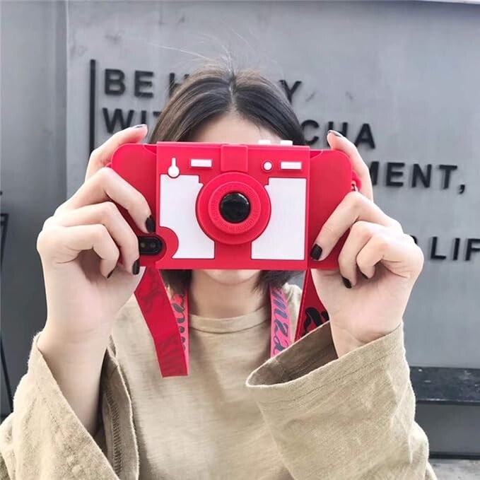 Camera Wallet Compatible w iPhone 11 Cute Cartoon Design Purse Flip Card