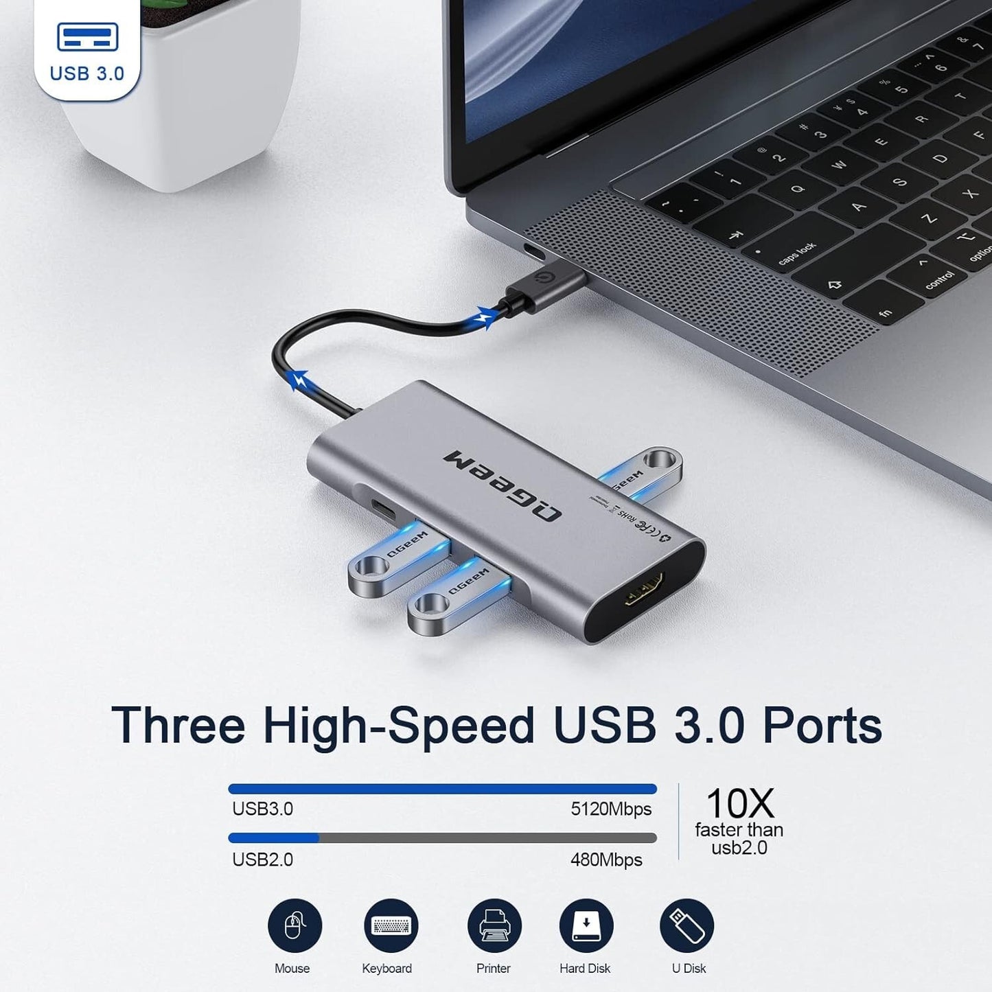 USB USB C Hub C to Adapter 4k 7 in 1 C Dongle w Power Delivery