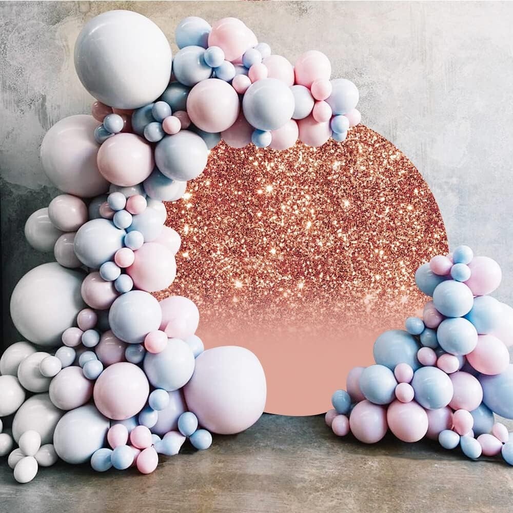 7x7ft Rose Gold Glitter Round Backdrop Cover Pink Shining Sparkle Sequins Photo