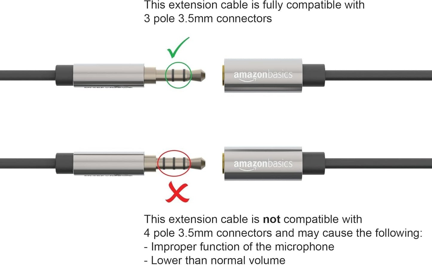 3.5mm Aux Extension Cable 25ft – Amazon Basics M/F Adapter for Headphones