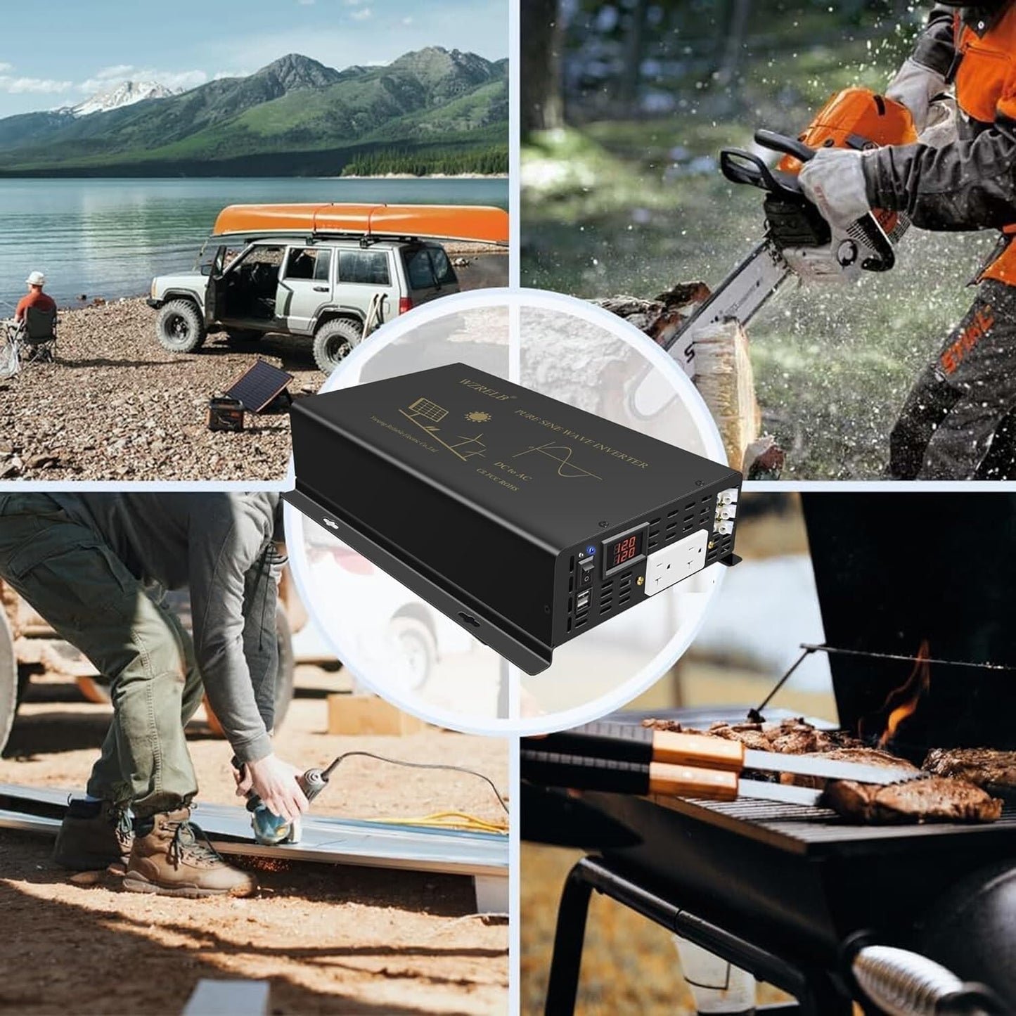 3000 24VDC Watt Pure Sine Wave Power Inverter to Peak Builtin Soft