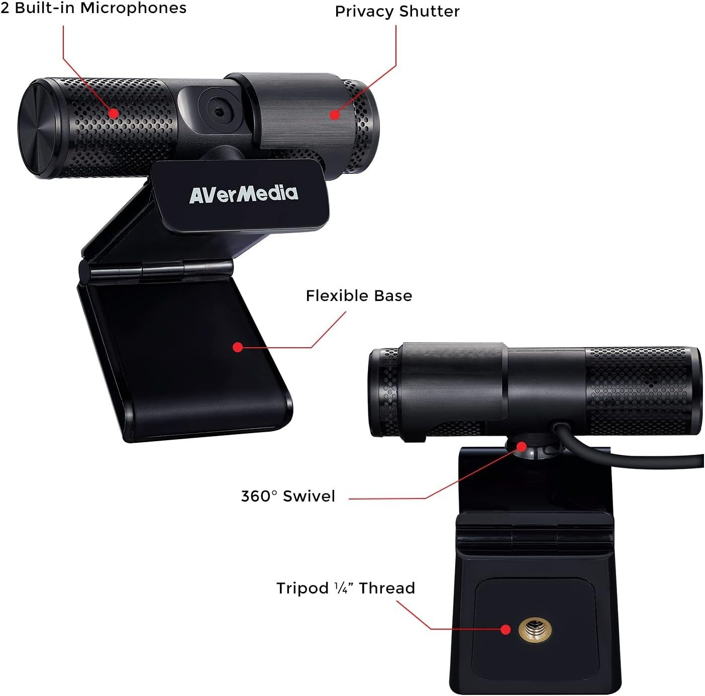 AVerMedia PW313 Live Streamer Cam 313 – Full HD 1080p Webcam w/ Mic & Swivel