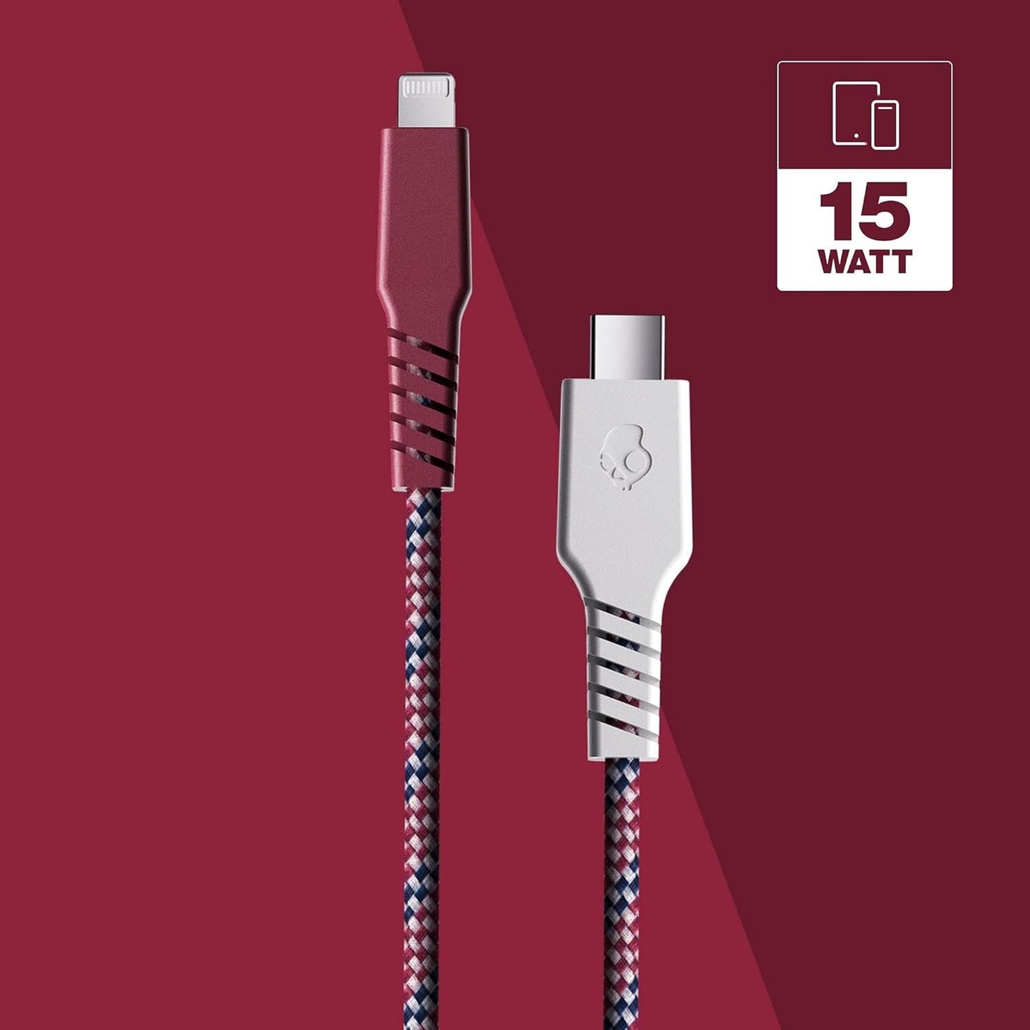 Skullcandy 6-Foot Line Plus Braided USB-C to Light-ning Cable (Vice/Crimson)