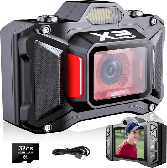 18X 32GB 4K Digital Camera Kids Students Vlogging Camera Zoom 288 Screen SD
