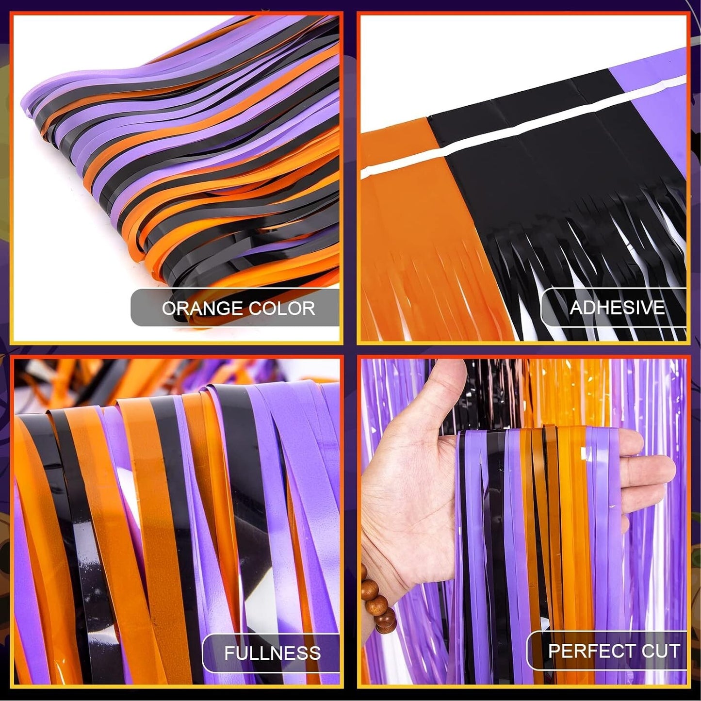LOLStar Halloween Party Decoration 3 Pack Orange Purple Black Photo Booth Props