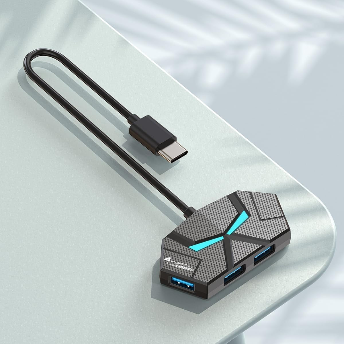 USB 3.0 Hub 4-Port Splitter with Power Port for Laptop PC Xbox HDD Printer