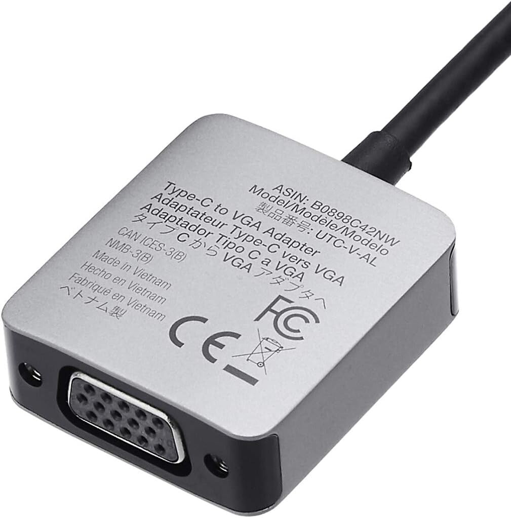 USB VGA Amazon Basics Aluminum 31 Type-C to Adapter 165 x 138 x 063in Gray