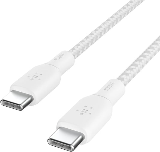 Belkin 100W USB-C Charger Cable 6.6ft Braided Cord for iPhone, Galaxy, iPad