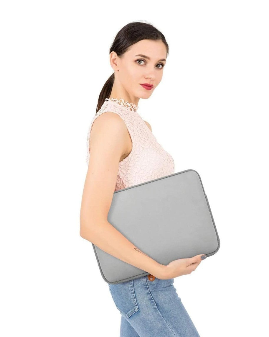 2PC Sleeve Laptop 12" x 9.25" Padded Silver Case / Sleeve Neoprene Bag + Pouch