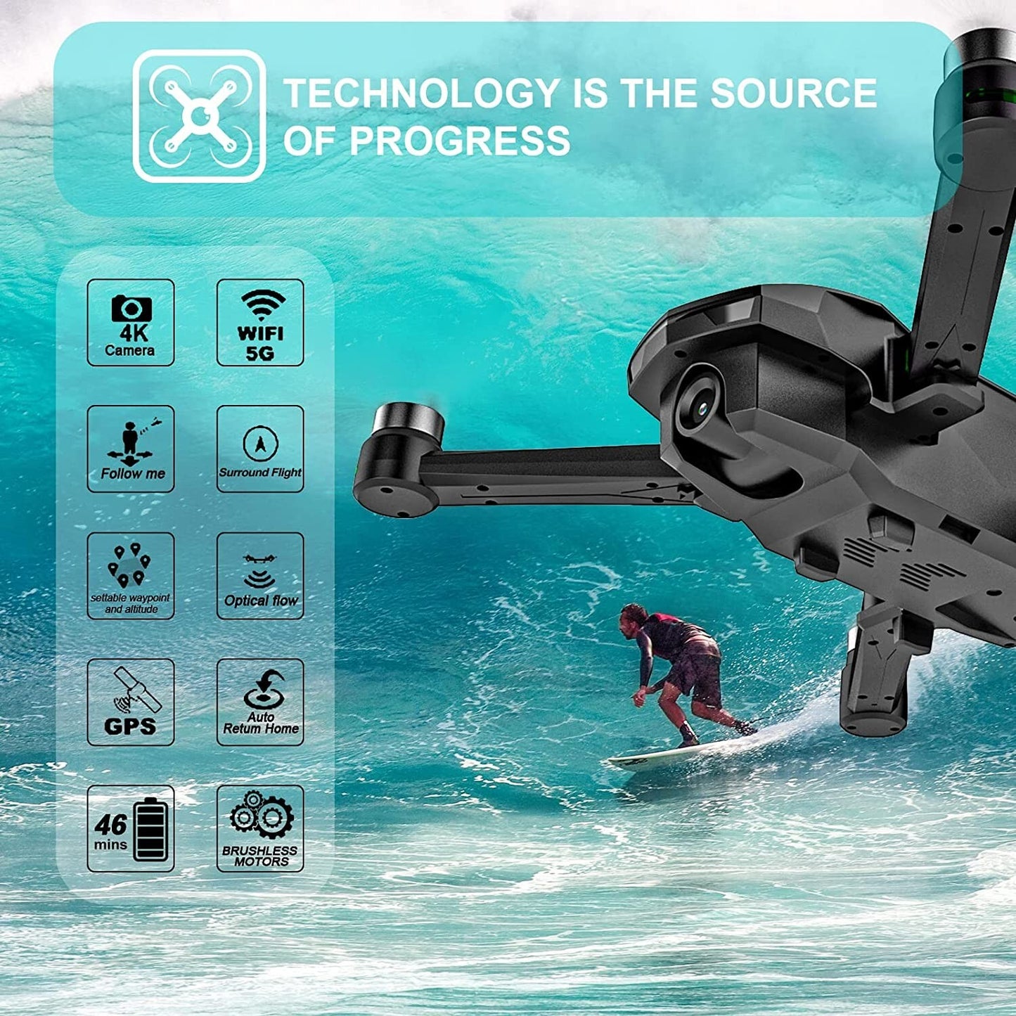 UNTEI GPS Drones wCamera Adults 4K Auto Return HomeOptical Flow Positionin