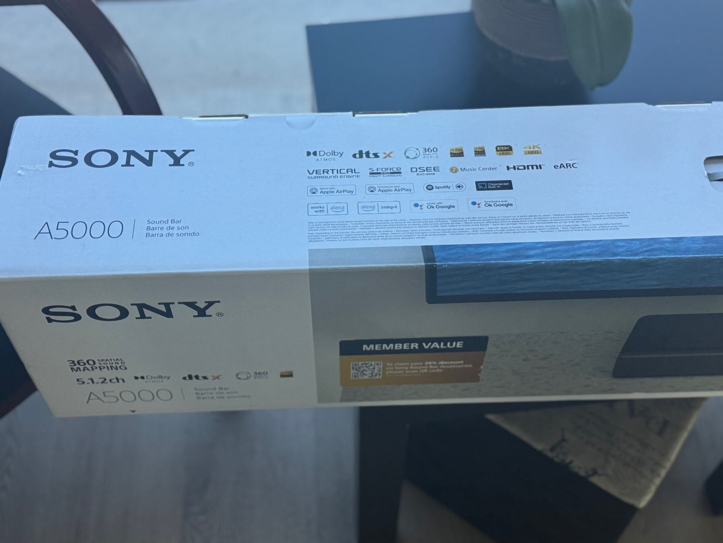 Sony HT-A5000 Dolby Atmos DTS:X 5.1.2ch Wi-Fi  eARC Soundbar Home Theater
