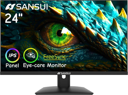 SANSUI IPS Computer Monitor 24 inch Eye Care Display Ports wit