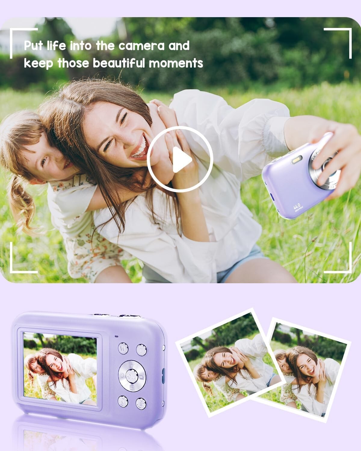 FHD 1080P Digital Camera Kids Camera SD Card Point Shoot Ca