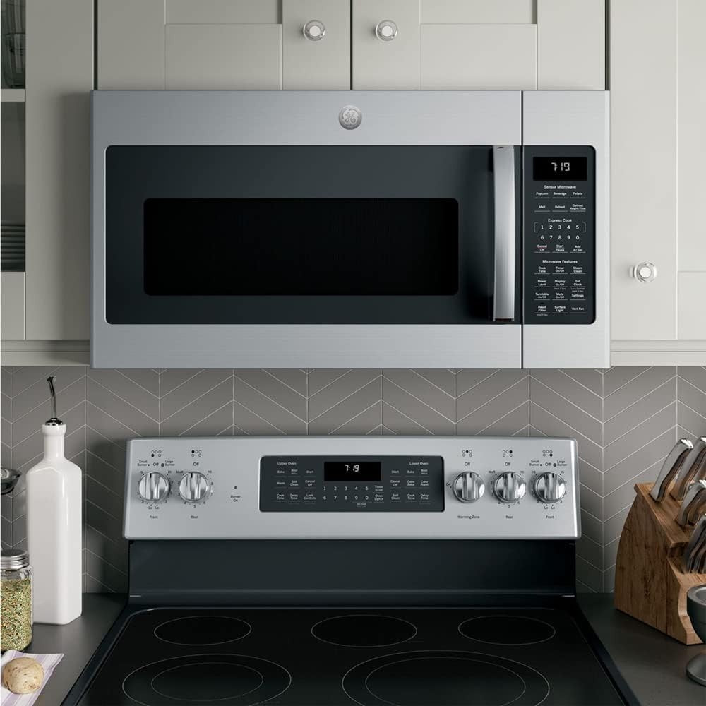 GE JVM7195SKSS 1.9 Cu Ft Over-the-Range Microwave, CPS Warranty, Stainless Steel