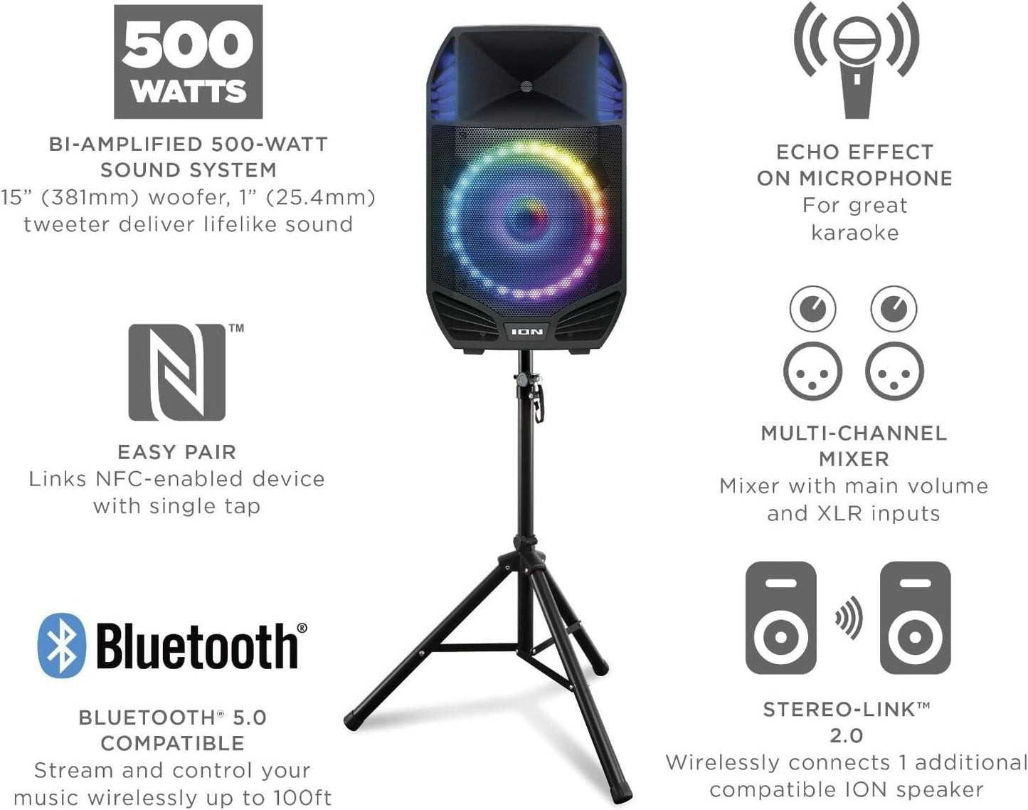 500 TREBLE Total PA Prime HighPower Bluetooth Speaker System Watts