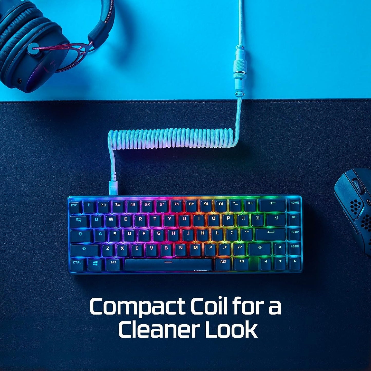 USB-C USB-A HyperX Coiled Durable Cable Stylish 5Pin Aviator Connector to