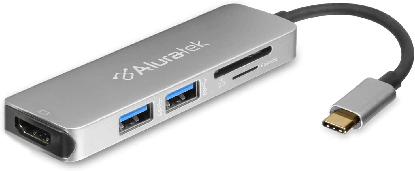 USB HDMI Aluratek Type-C Multimedia Hub Card Reader