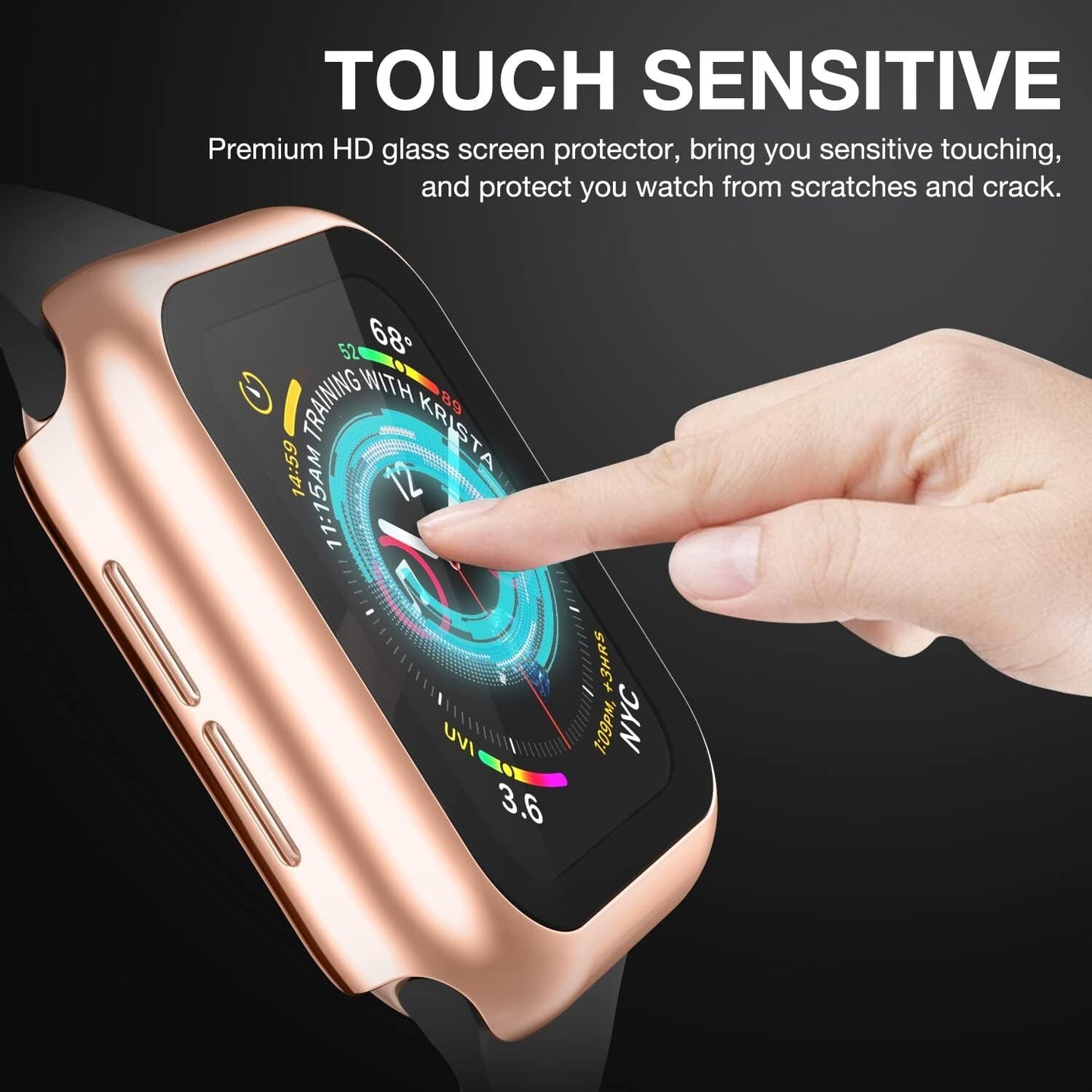 Comp w Apple Watch Series 9 Series 8 Series 7 41mm w Builtin Tempered