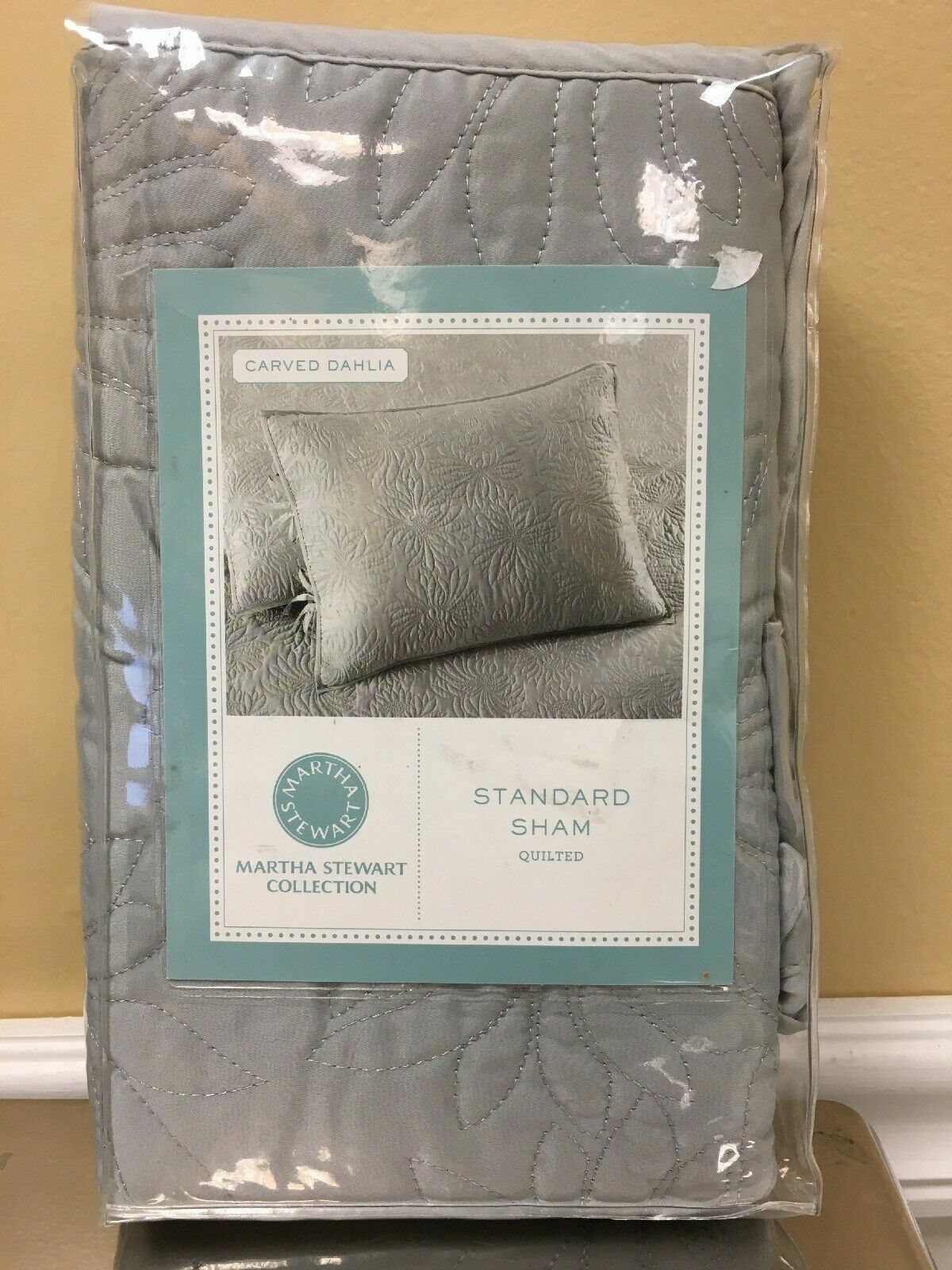 MARTHA STEWART Standard Pillow Sham Carved Dahlia Light Blue