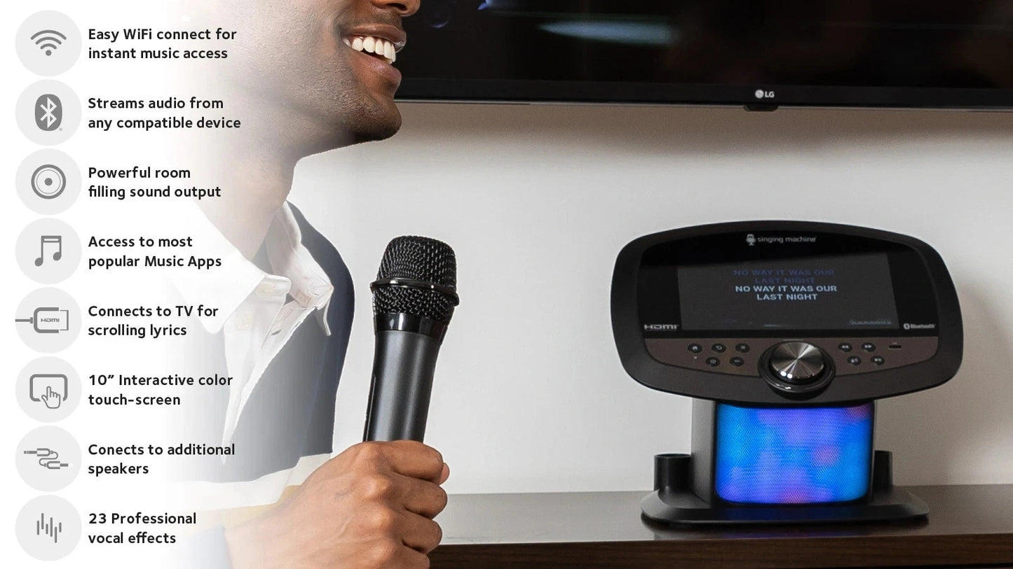 Singing Machine Platinum Wi-Fi Karaoke System 10" Touchscreen & 2 Mic. (ISM9011)
