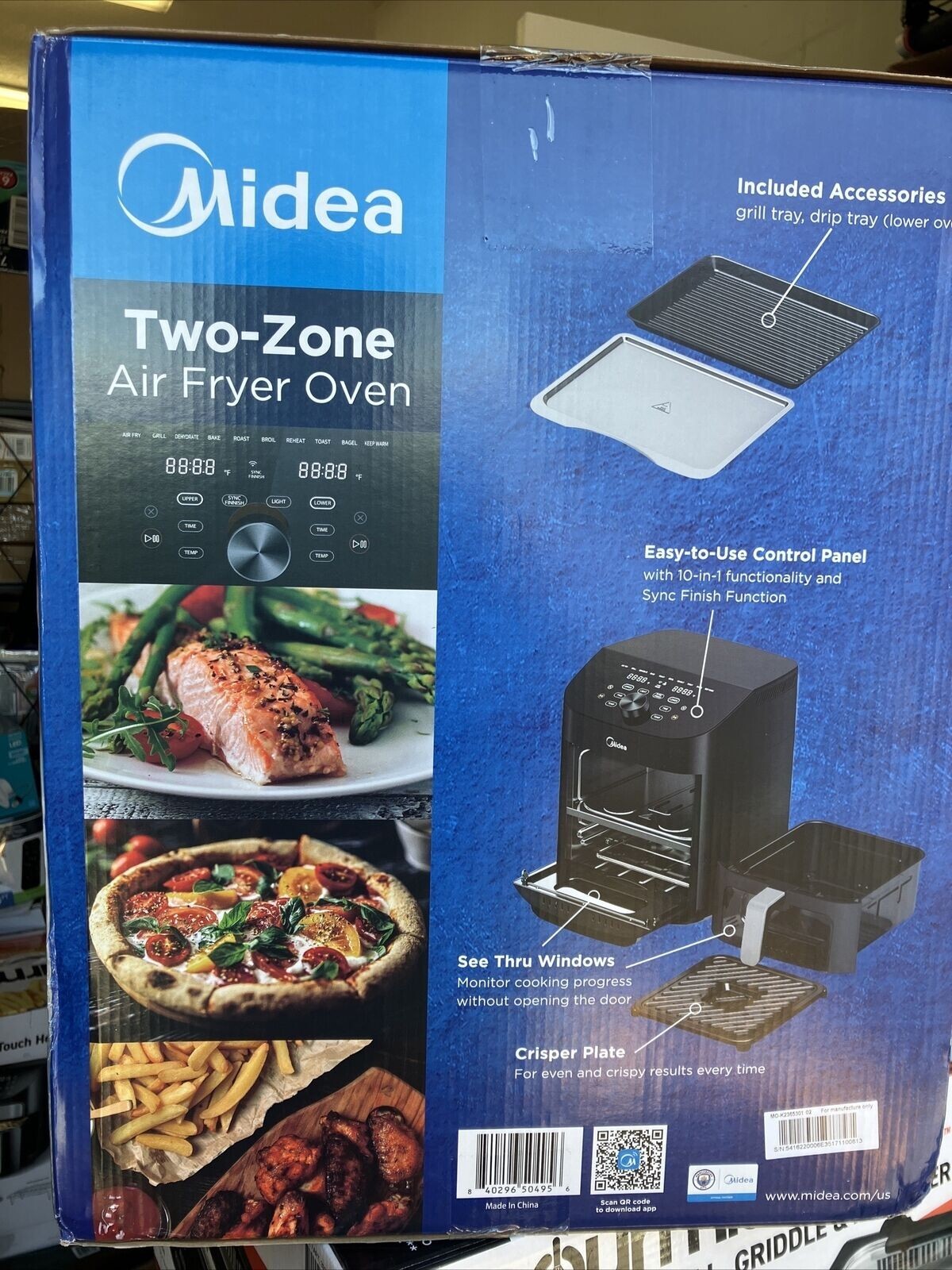 MSA11D9ABB Midea Quart Two Zone Air Fryer Oven 10 Functions WiFi Alexa Googl