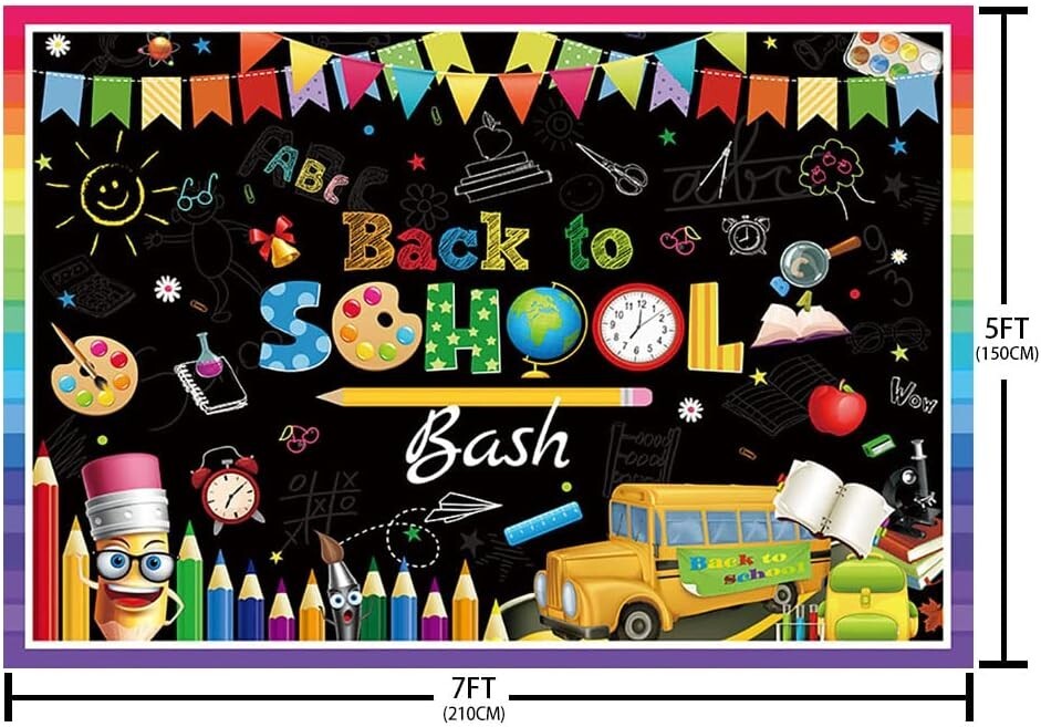 AIBIIN 7x5ft Back to School Bash Backdrop First Day of School Preschool