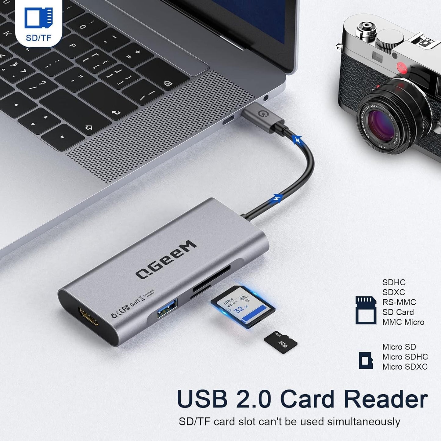 USB USB C Hub C to Adapter 4k 7 in 1 C Dongle w Power Delivery