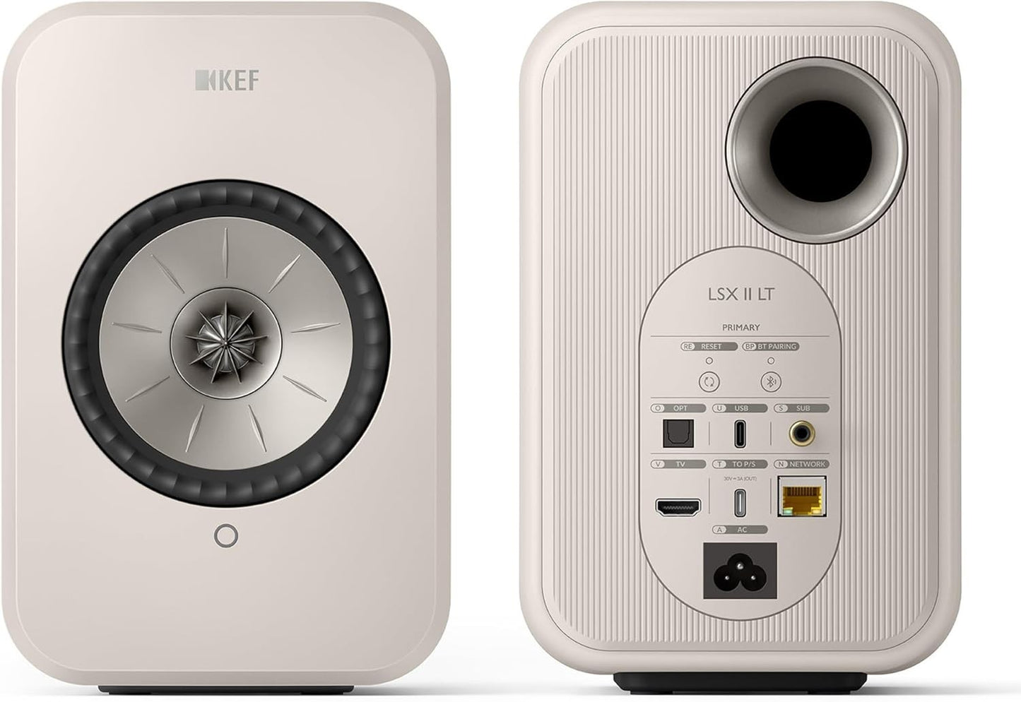 KEF LSX II LT Wireless Speakers - Stone White Pair - Compact & Powerful