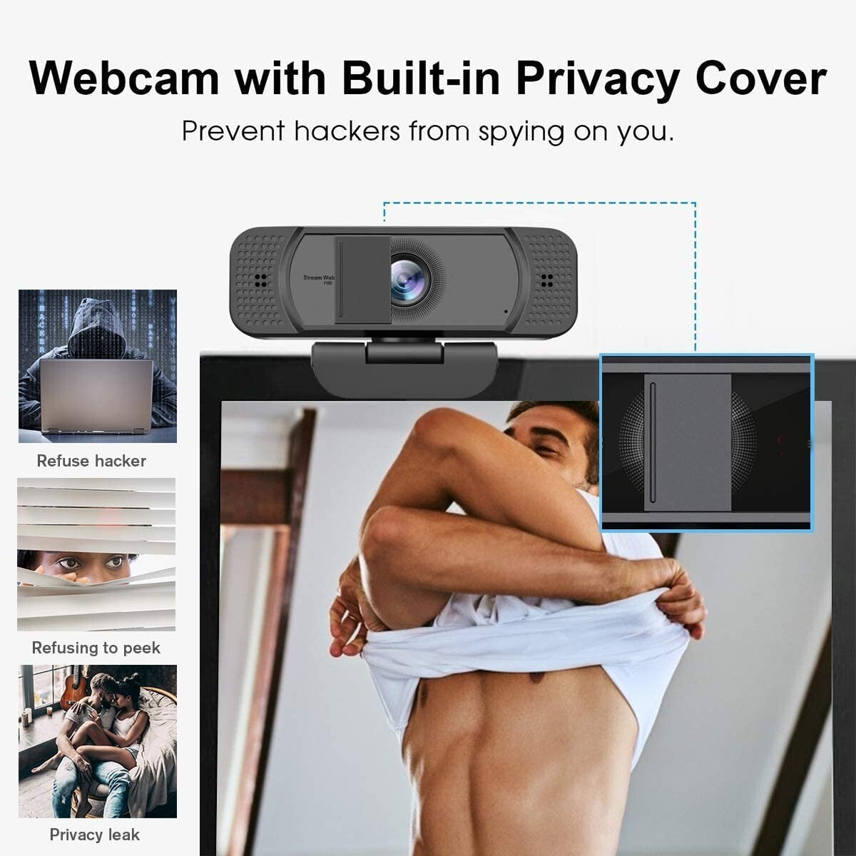 JETAKu Webcam HD 1080pStreaming Webcam w Privacy Cover Desktop Computer