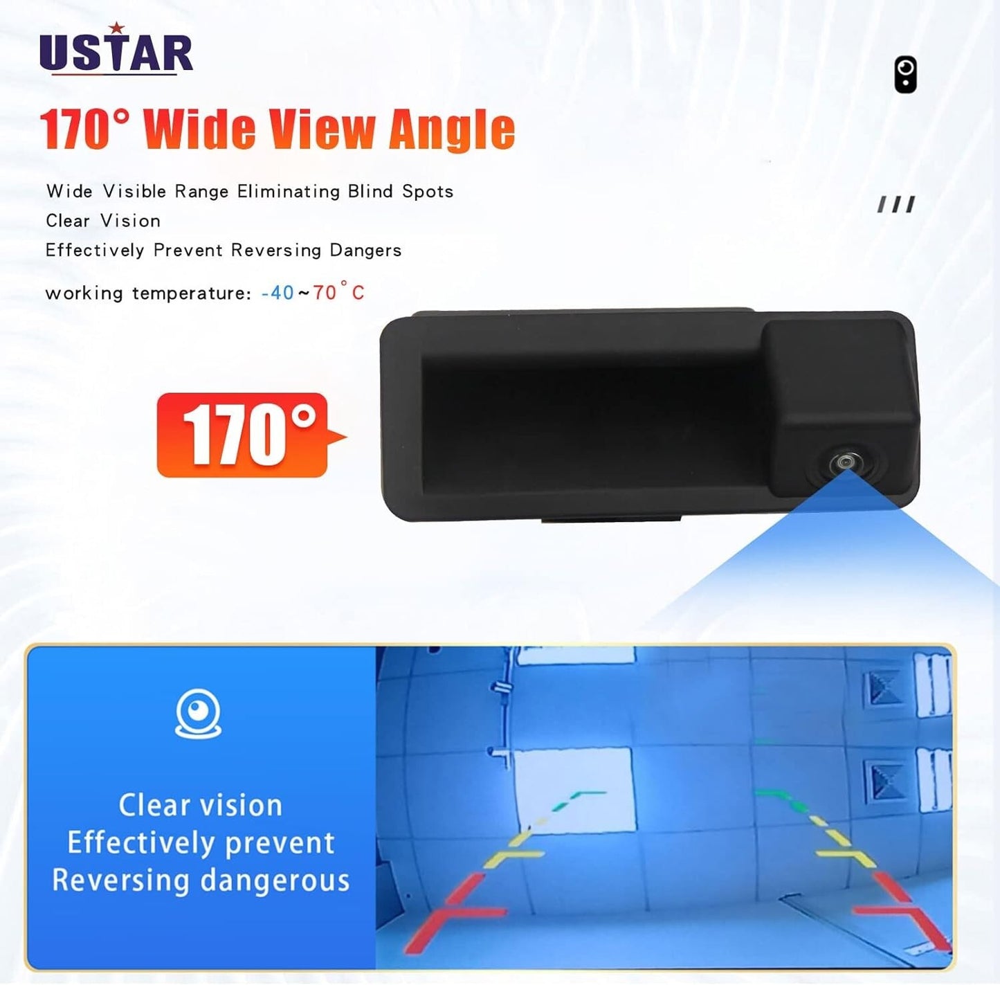 USTAR 1080P Tailgate Handle Camera Rear View Backup Parking Asist Camera Compati